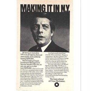 Chase Manhattan investment Advertisement 1970s Vintage Print Ad 9 inch